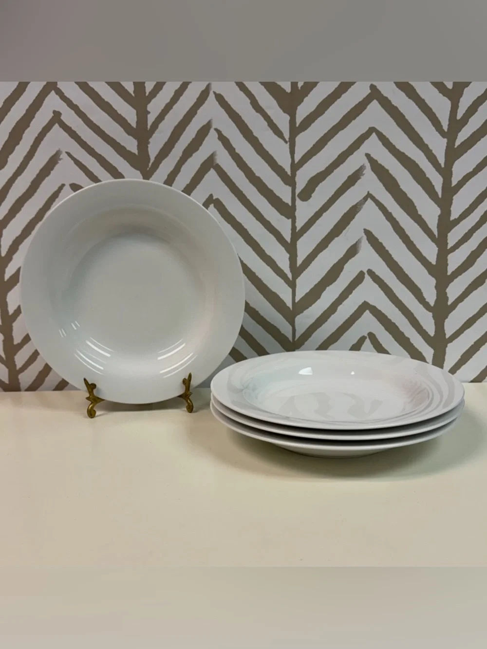 Crate & Barrel White Porcelain Low Bowls Set of 4